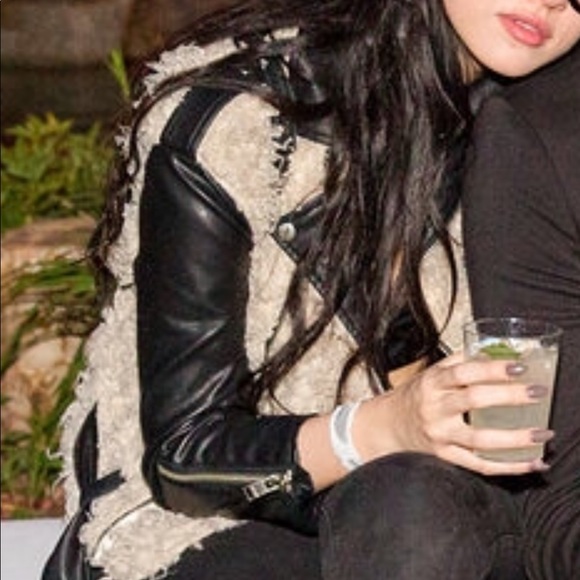 Unif Slacker Leather Sherpa Moto Jacket - Picture 5 of 7